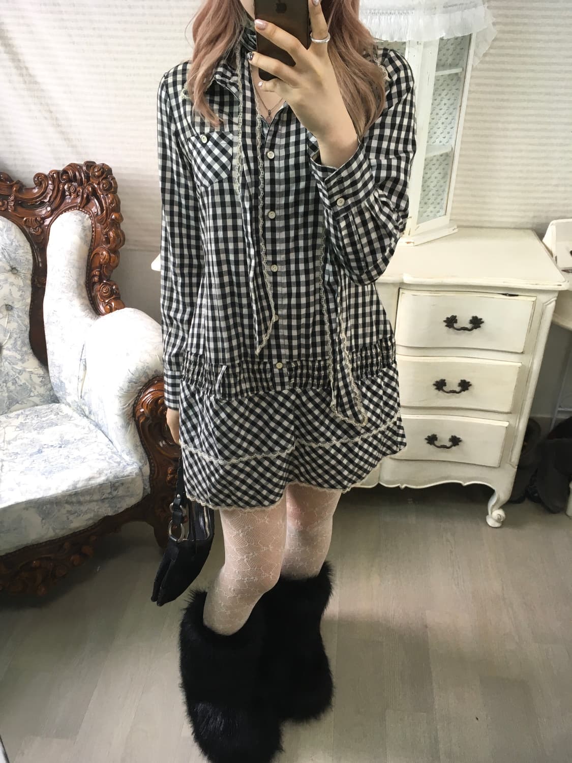 Tralala check frill dress 상품이미지5