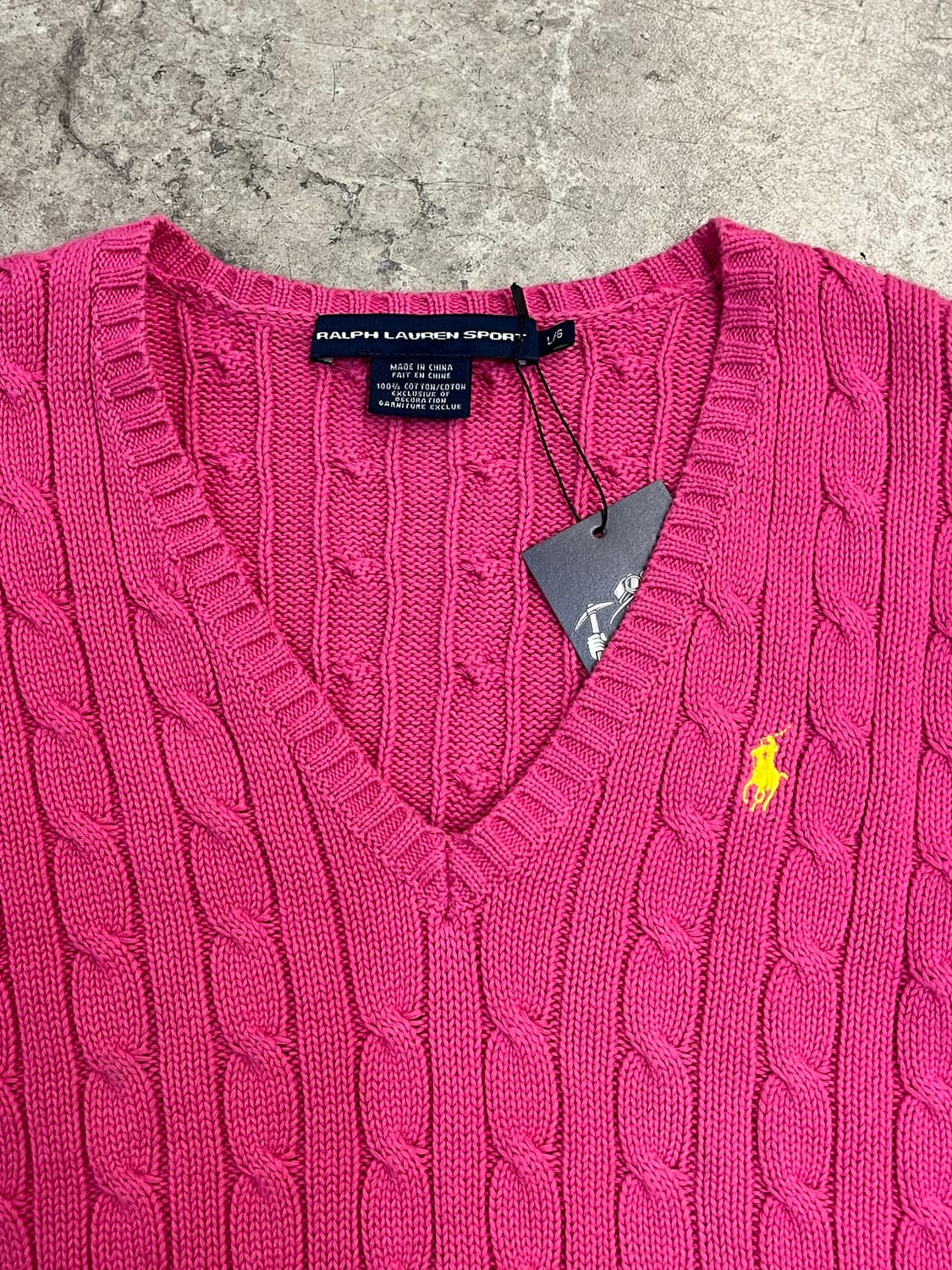 폴로 랄프로렌 꽈배기 브이넥 니트 핑크 L #csz2294 상품이미지4