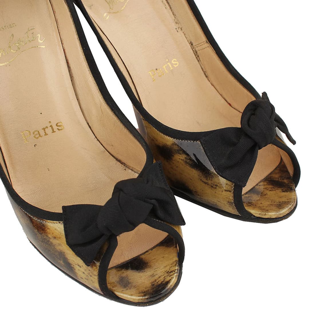 크리스찬루부탱 레오파드 블랙 리본 오픈토 펌프스 36 1/2 상품이미지6