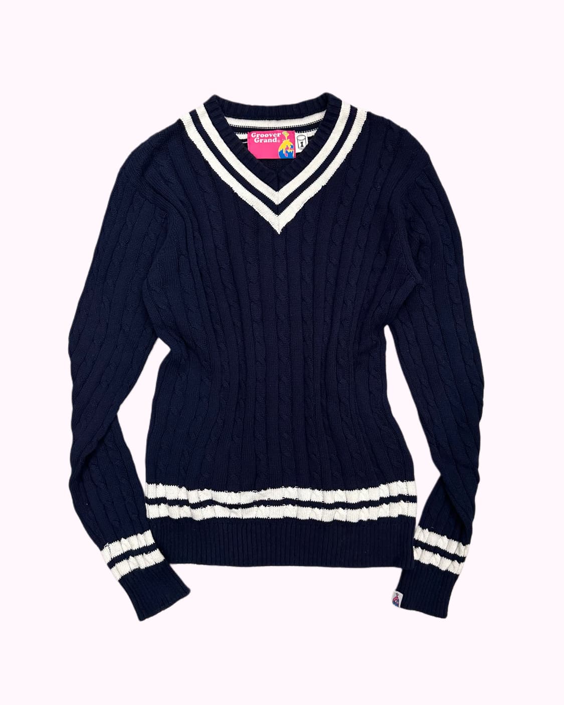 navy cable cricket v-neck knit 상품이미지1
