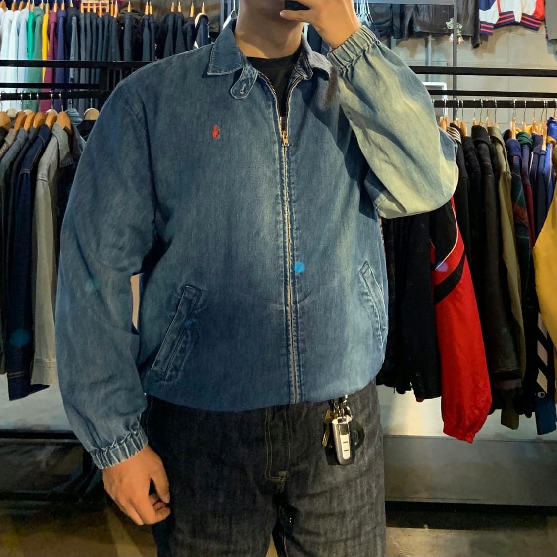 폴로랄프로렌 90s 데님 블루종 자켓 M 105 썬페이드 상품이미지3