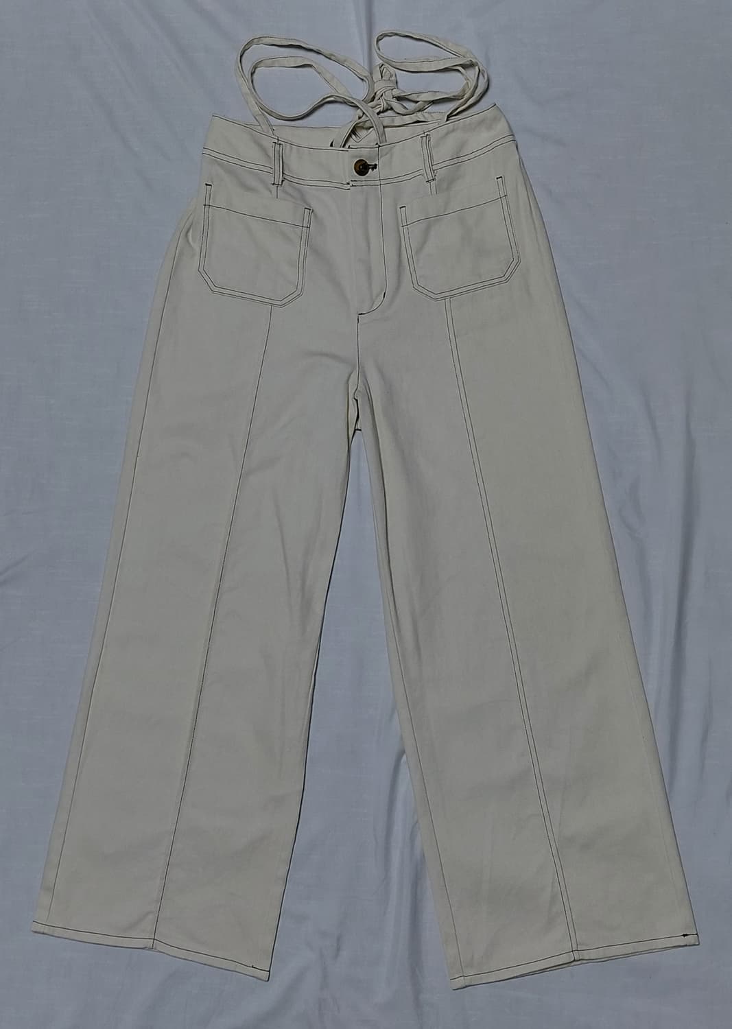 [M] earth music&ecology 스티치 와이드 팬츠 (Ecru 상품이미지1