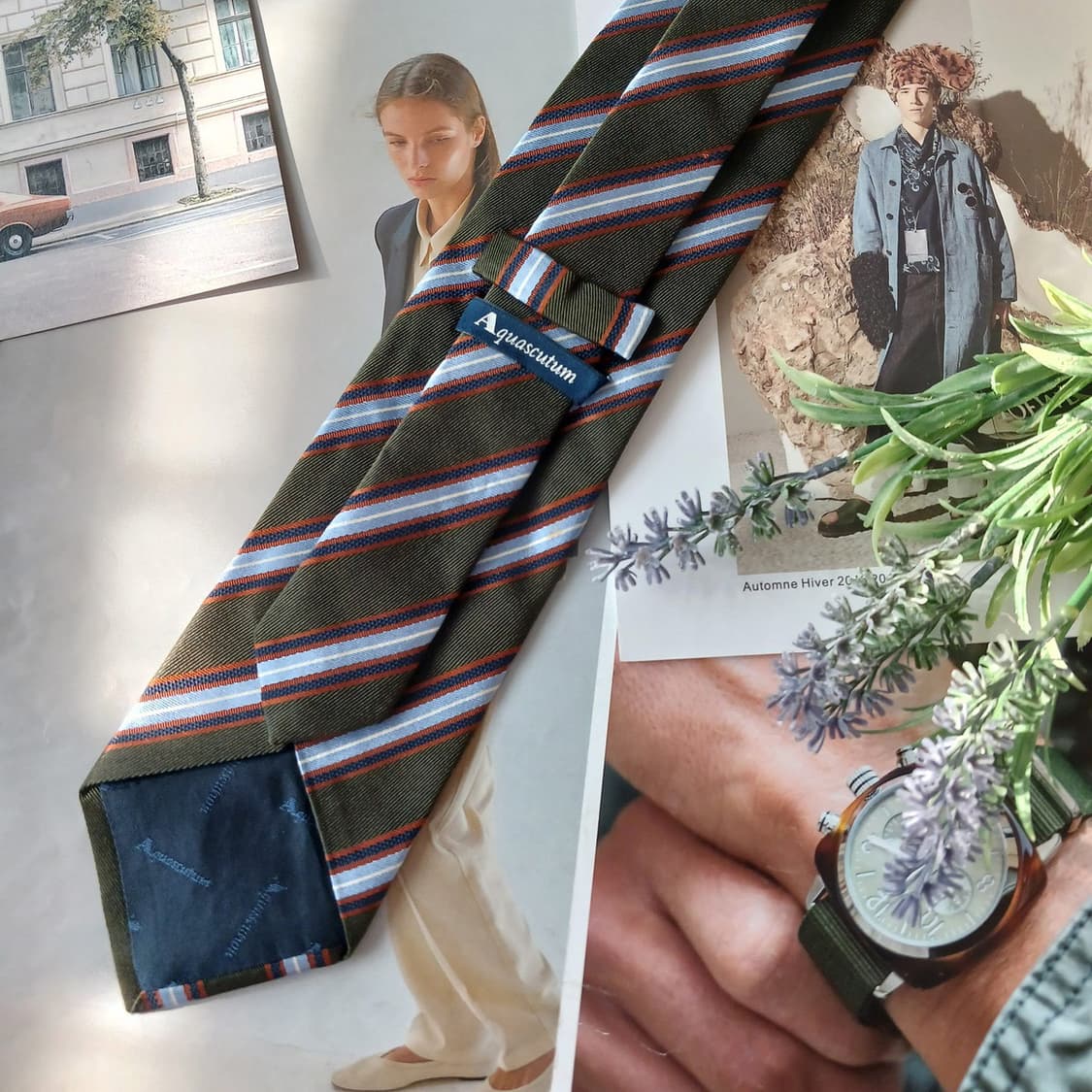 아쿠아스큐텀 실크 스트라이프 넥타이 8.5cm A등급 A18918
 상품이미지4