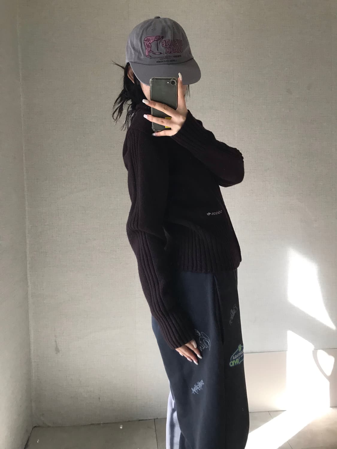 아디다스00s 버건디브라운 니트집업 상품이미지5