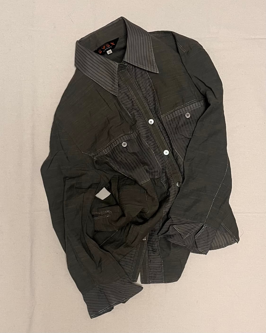 stitch+stripe point charcoal shirts 상품이미지8