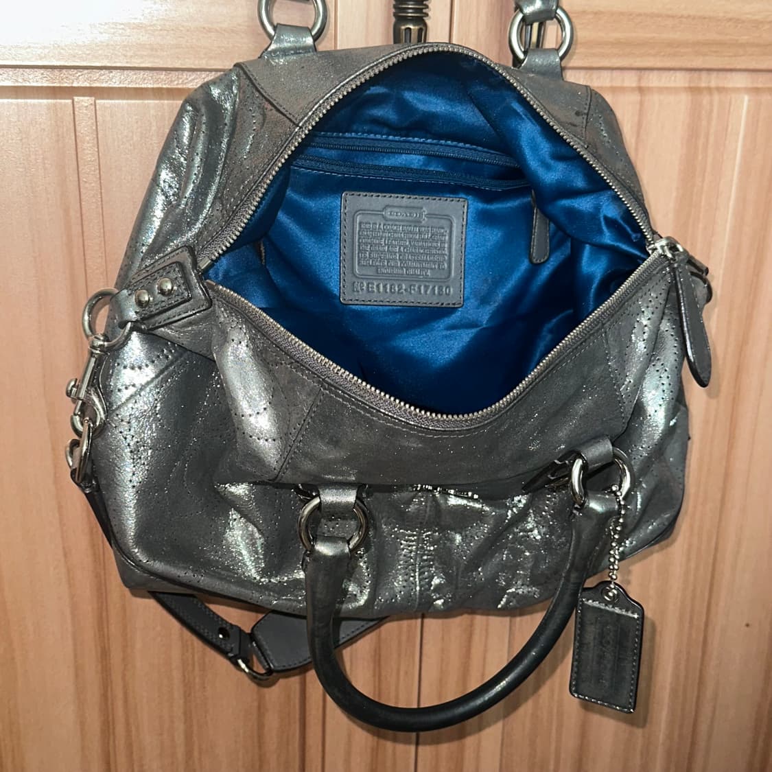 Coach 코치 빈티지 실버 건메탈 애슐리 레더 샤첼백 토트백 숄더백  상품이미지1