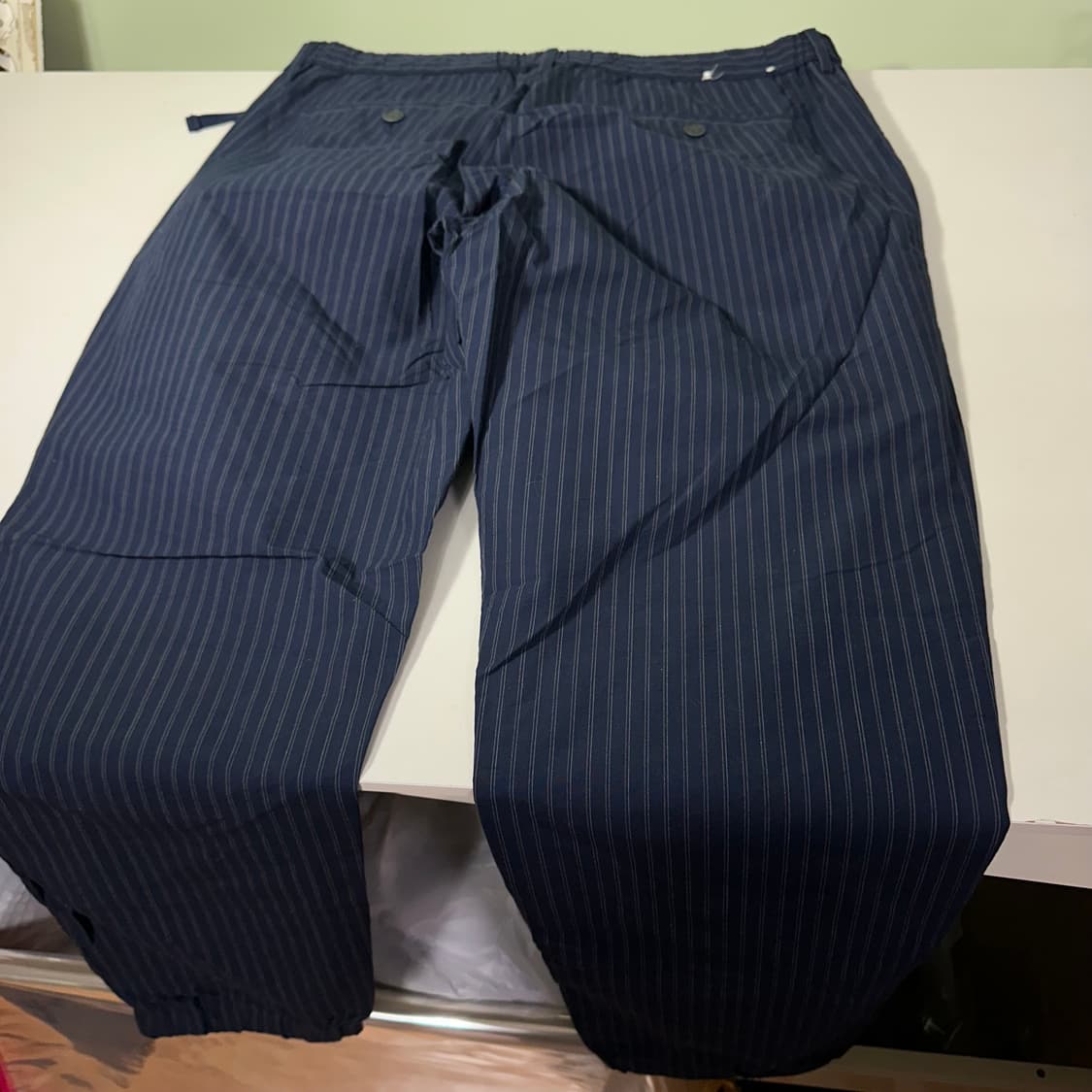 L 유니클로 네이비 스트라이프 써머코튼 밴딩팬츠 상품이미지4