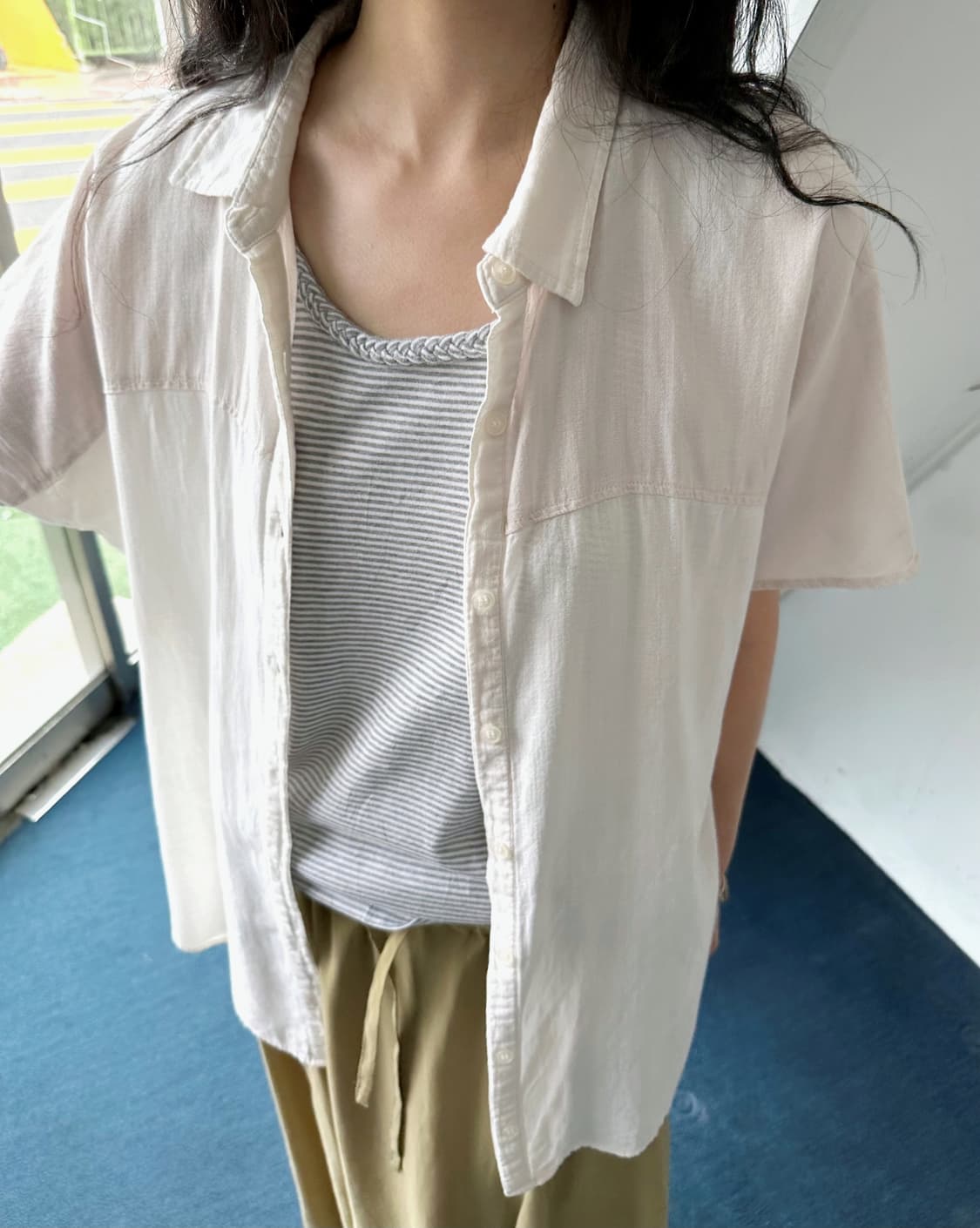 Natural cotton panel wide shirt 상품이미지9