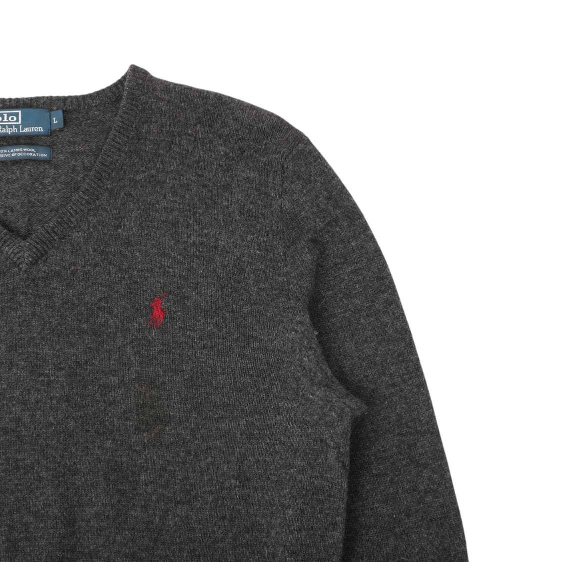 폴로 랄프로렌 챠콜그레이 램스울 브이넥 니트 상품이미지3