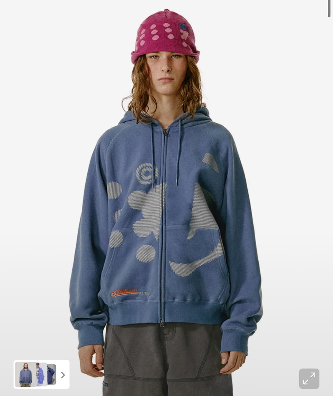 [새상품]테켓 Dot-Com Zip-Up Hoodie Dusty Blue 상품이미지3