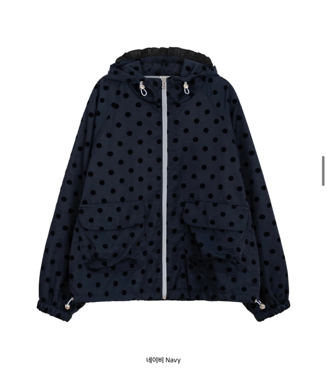 오헤시오 도트 프릴 후드 후디드 윈드 브레이커 점퍼 네이비 바람막이  상품이미지1