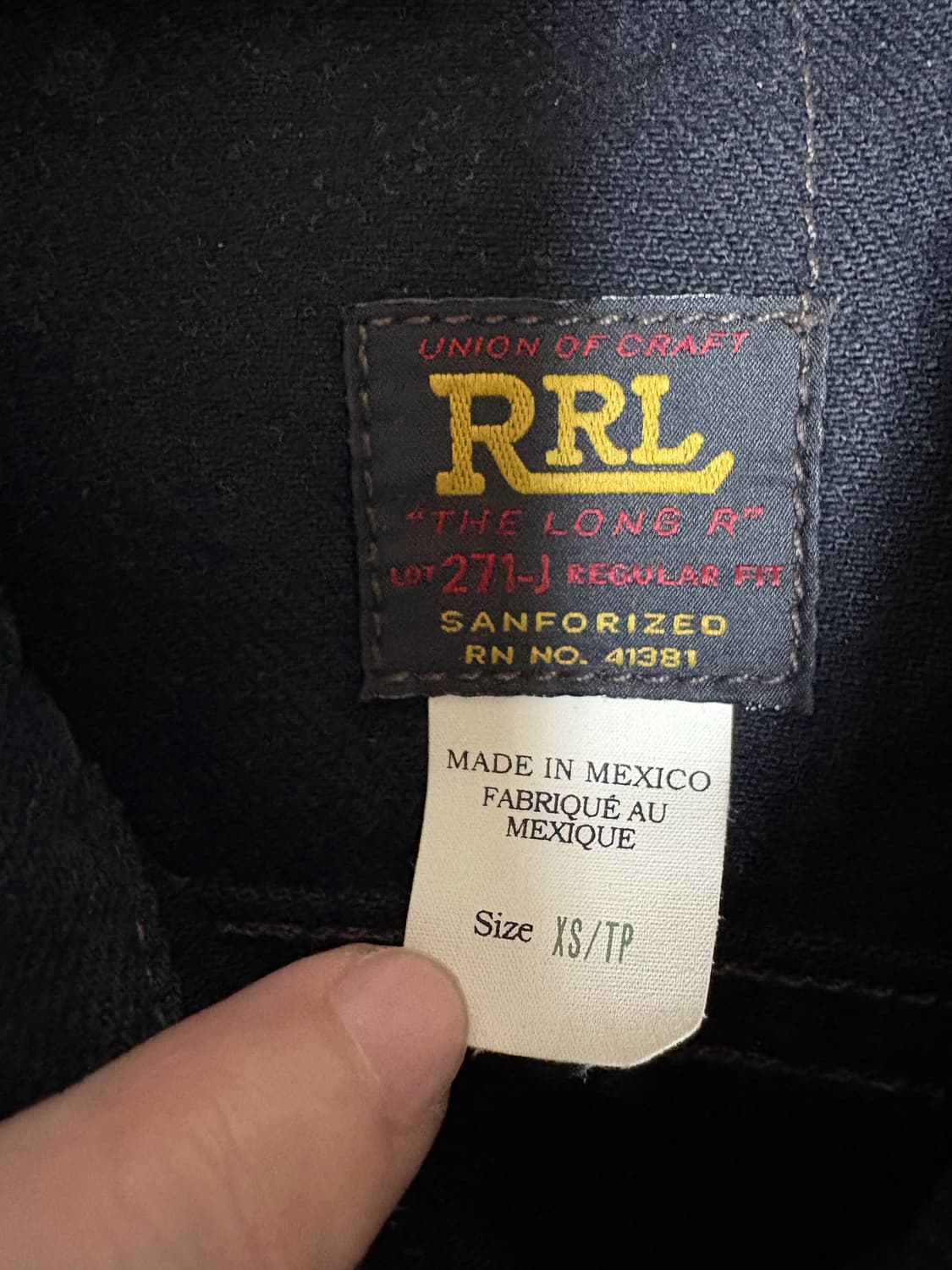 rrl lot271 흑청 (블랙원인워시) 데님 자켓 XS 상품이미지3