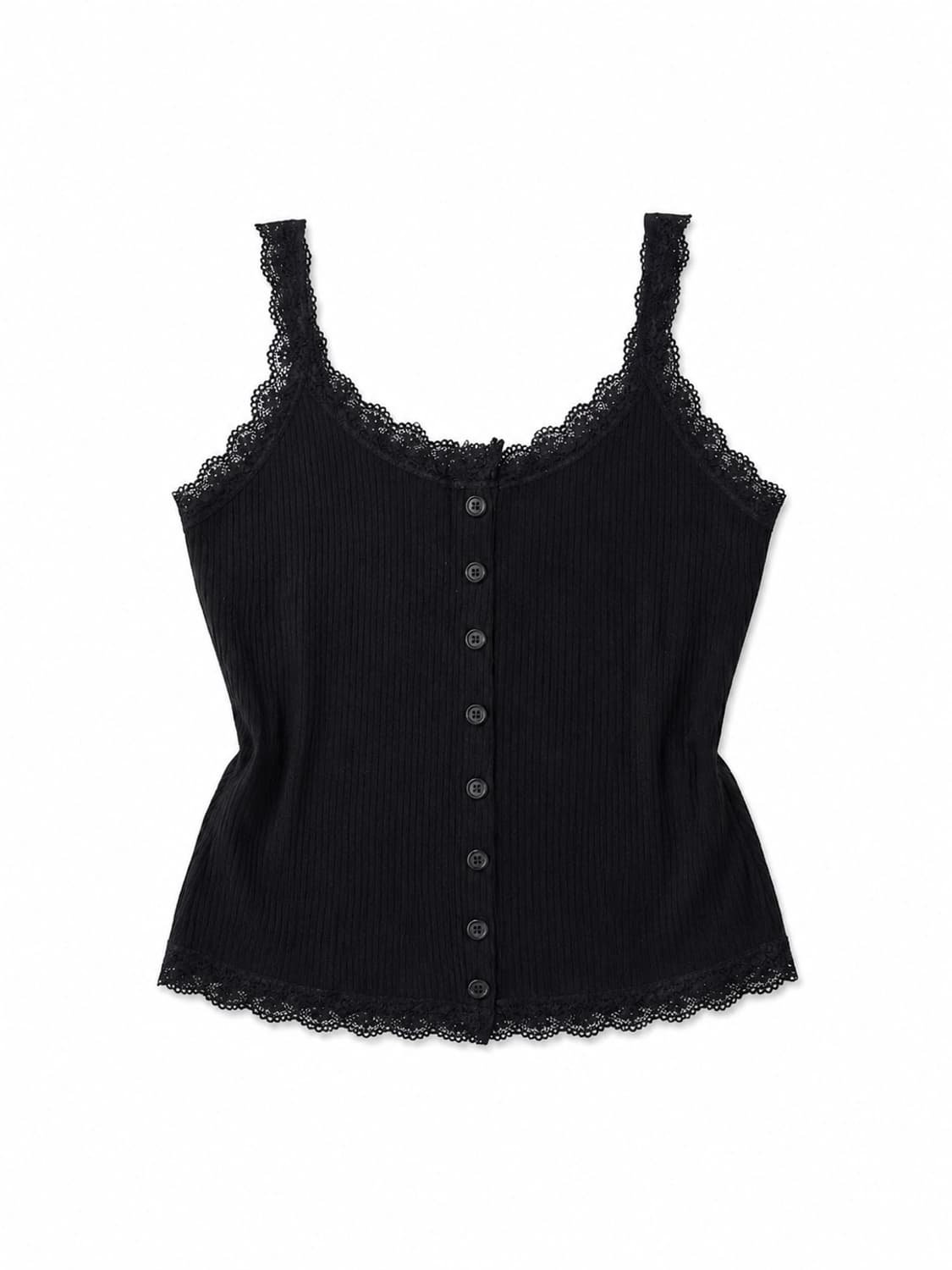     블랙 레이스 트리밍 골지 캐미솔 상품이미지1