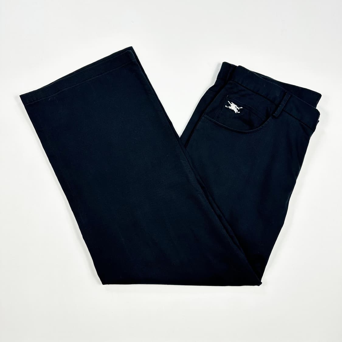 34 버버리 골프 자수로고 와이드 코튼 치노팬츠 블랙 상품이미지1