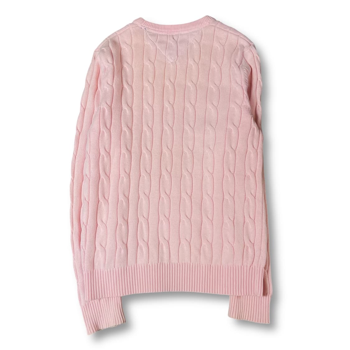 타미힐피거 자수로고 연핑크 꽈배기 긴팔 니트 M 상품이미지2