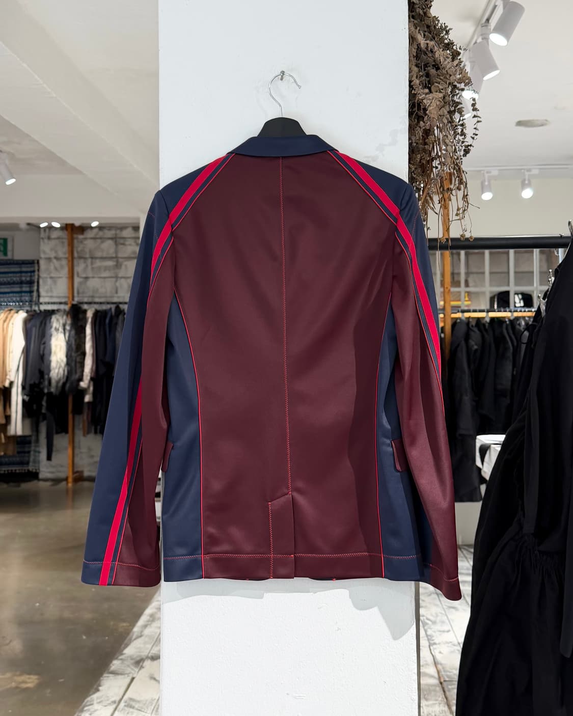 준야 와타나베 맨 레드 블루 배색 스티치 디테일 블레이저 상품이미지6
