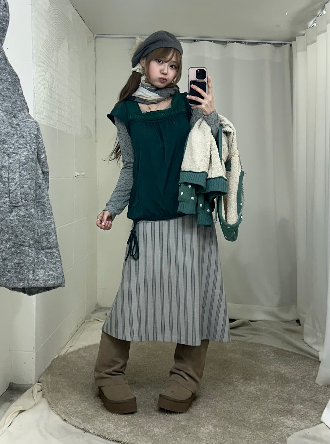 데일리 도트 하구미 니혼진 코트 코디세트 상품이미지3