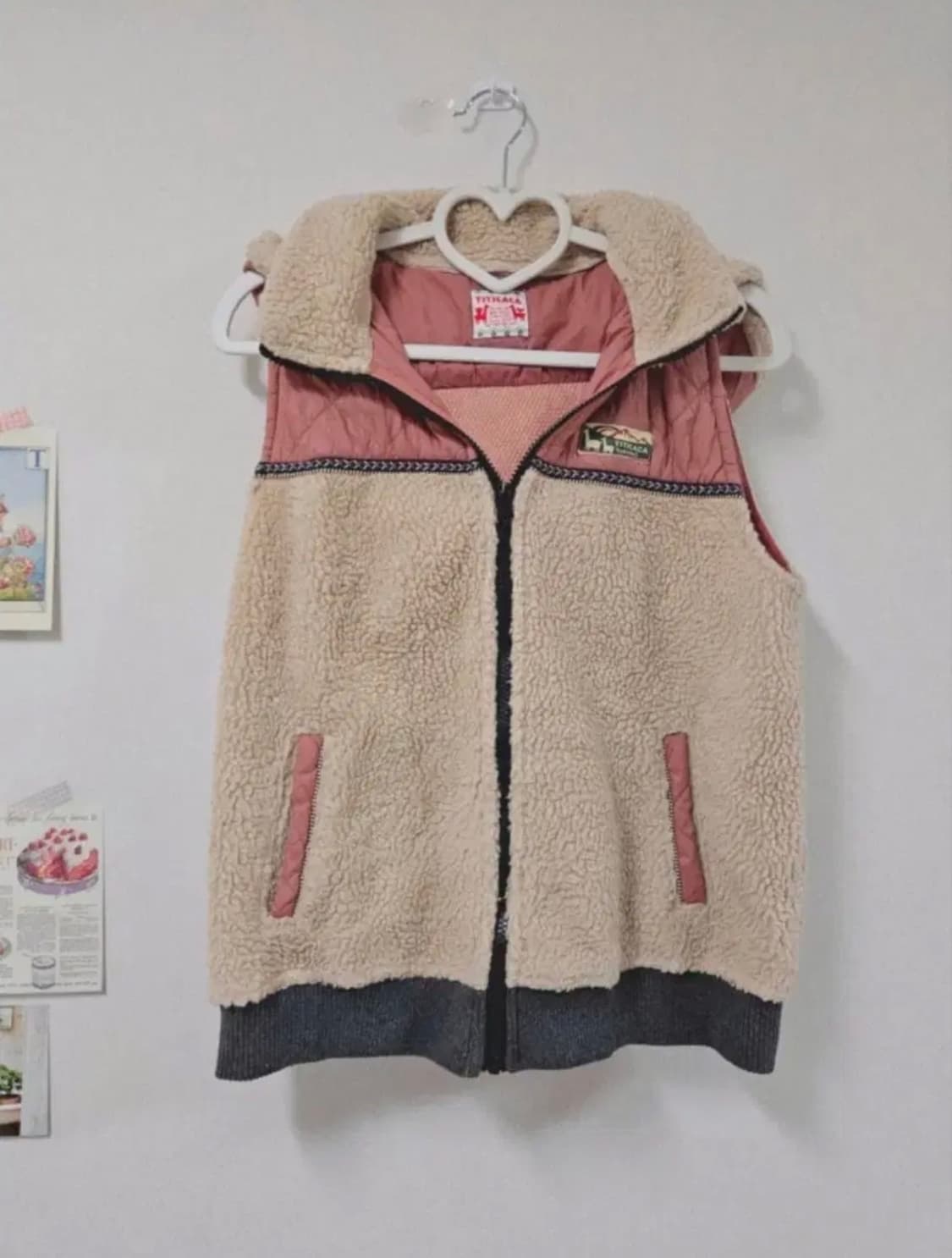 티티카카 빈티지 양털 후드 패딩조끼 상품이미지1