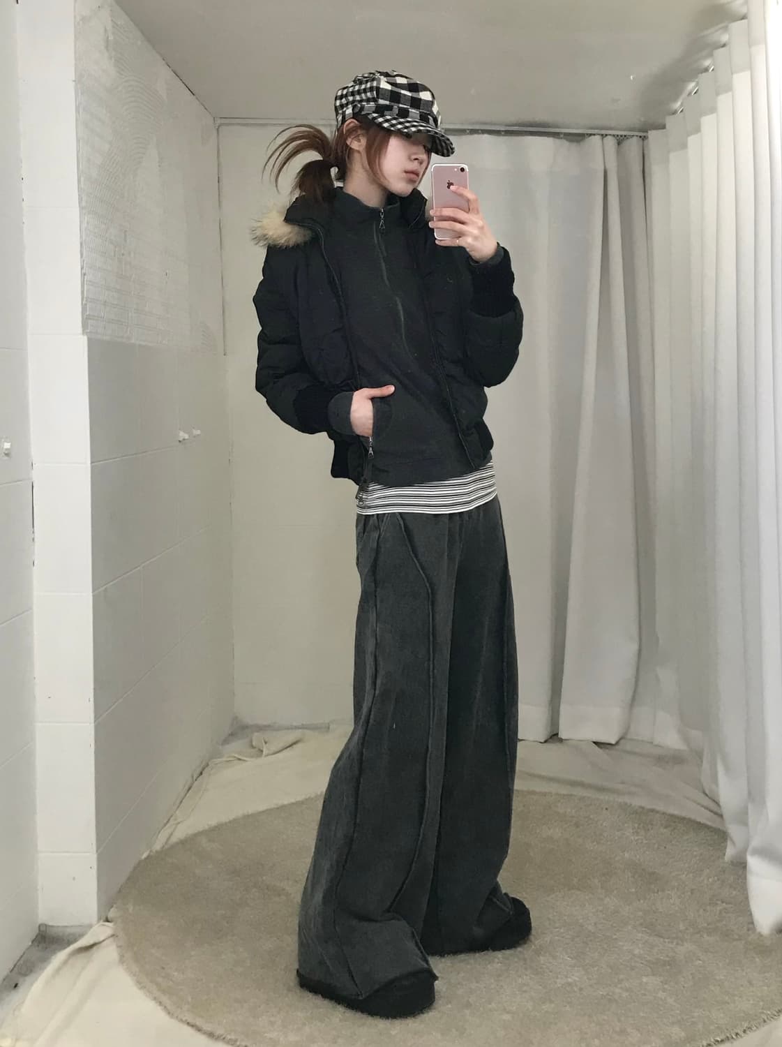 빈티지 무채색 캐주얼 코지 스트릿 코디 세트 상품이미지2