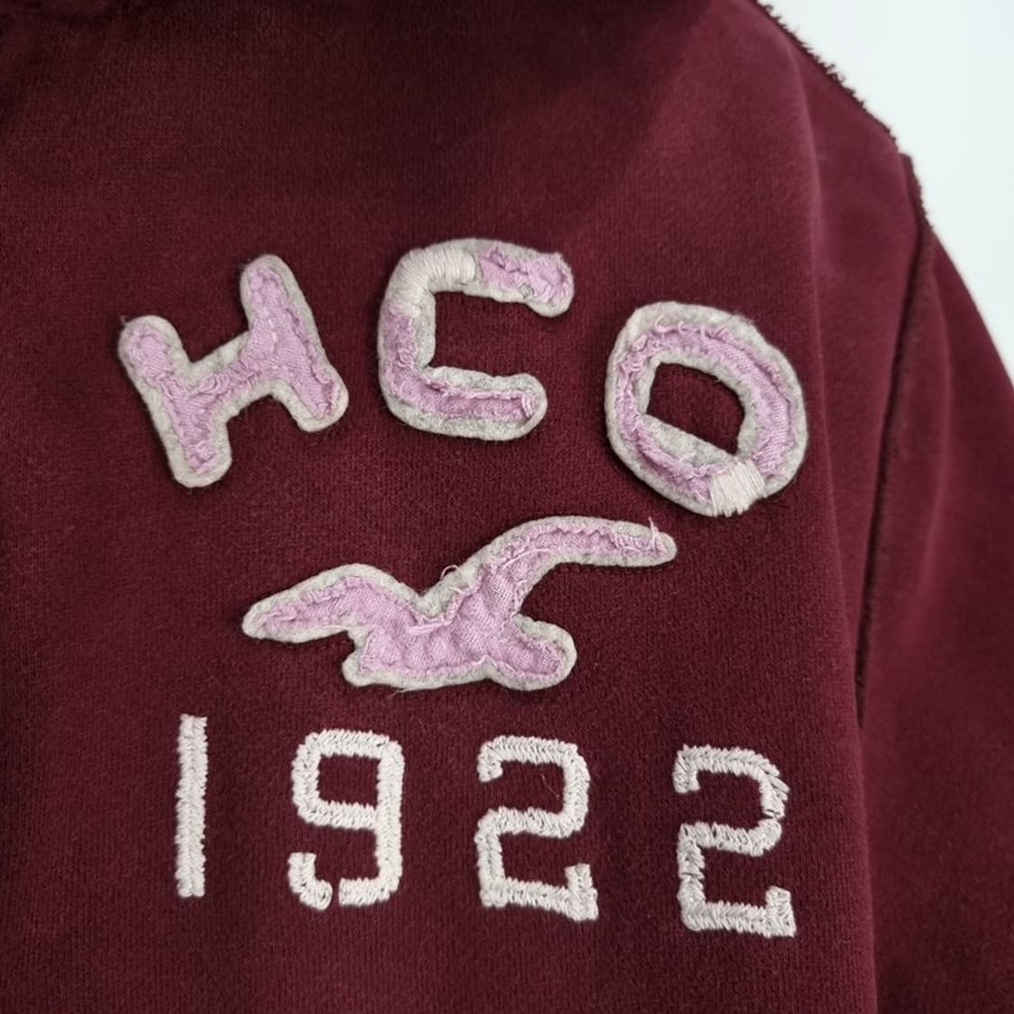 [홀리스터] Y2K 빅로고 패치 빈티지 후드 집업 버건디 M18524 상품이미지6