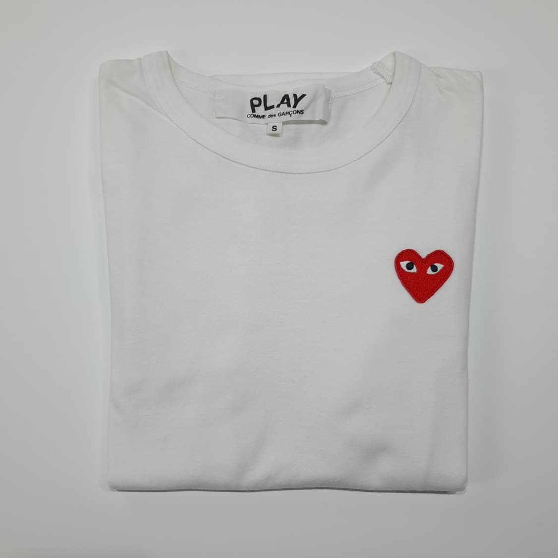 CL636 S 꼼데가르송 일본판 코튼 레드하트와펜 화이트 티셔츠 상품이미지8