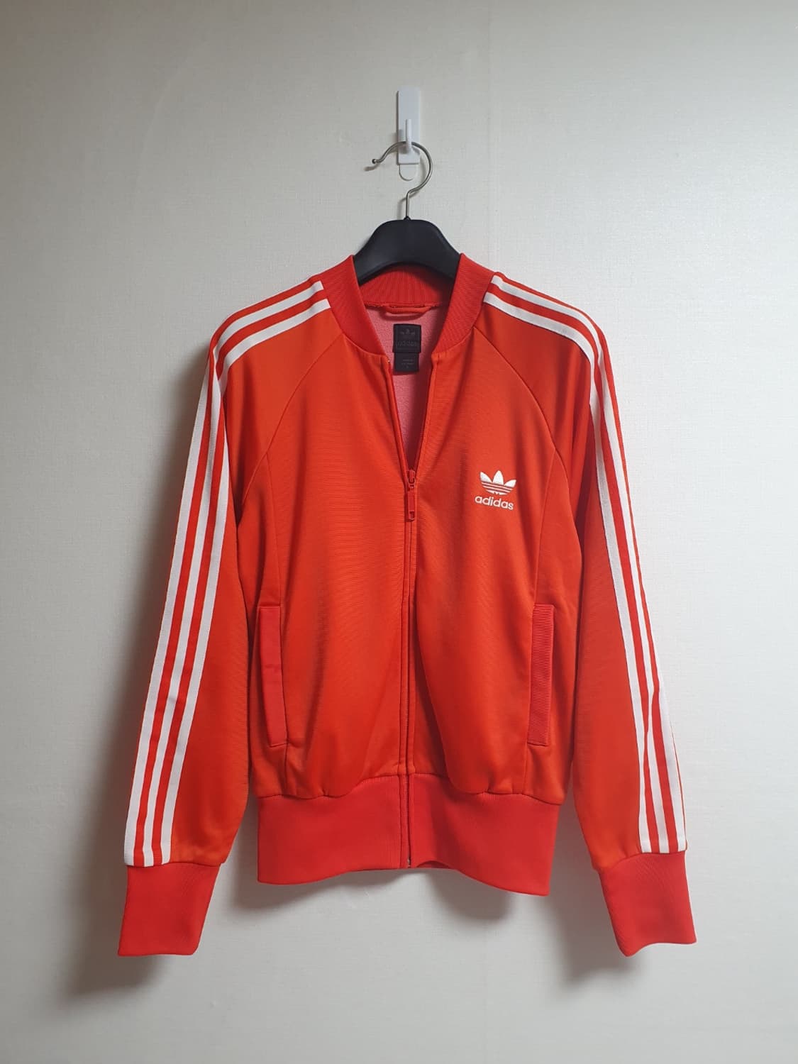 아디다스 트레포일 여성 져지 오렌지 화이트 자켓 S 상품이미지2