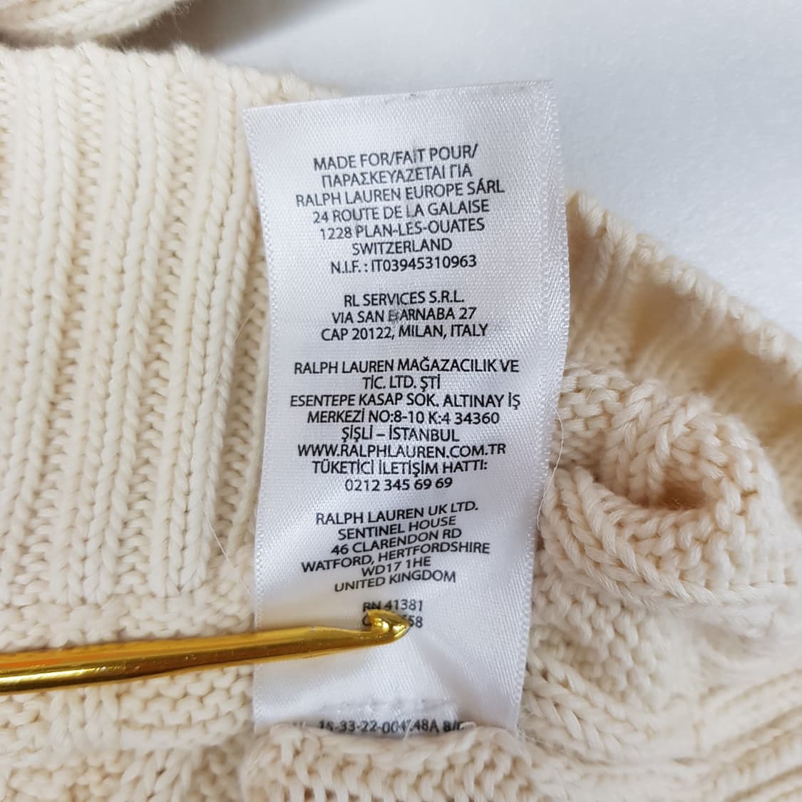 폴로 랄프로렌  피마코튼 케이블 브이넥 니트 xs사이즈 상품이미지8