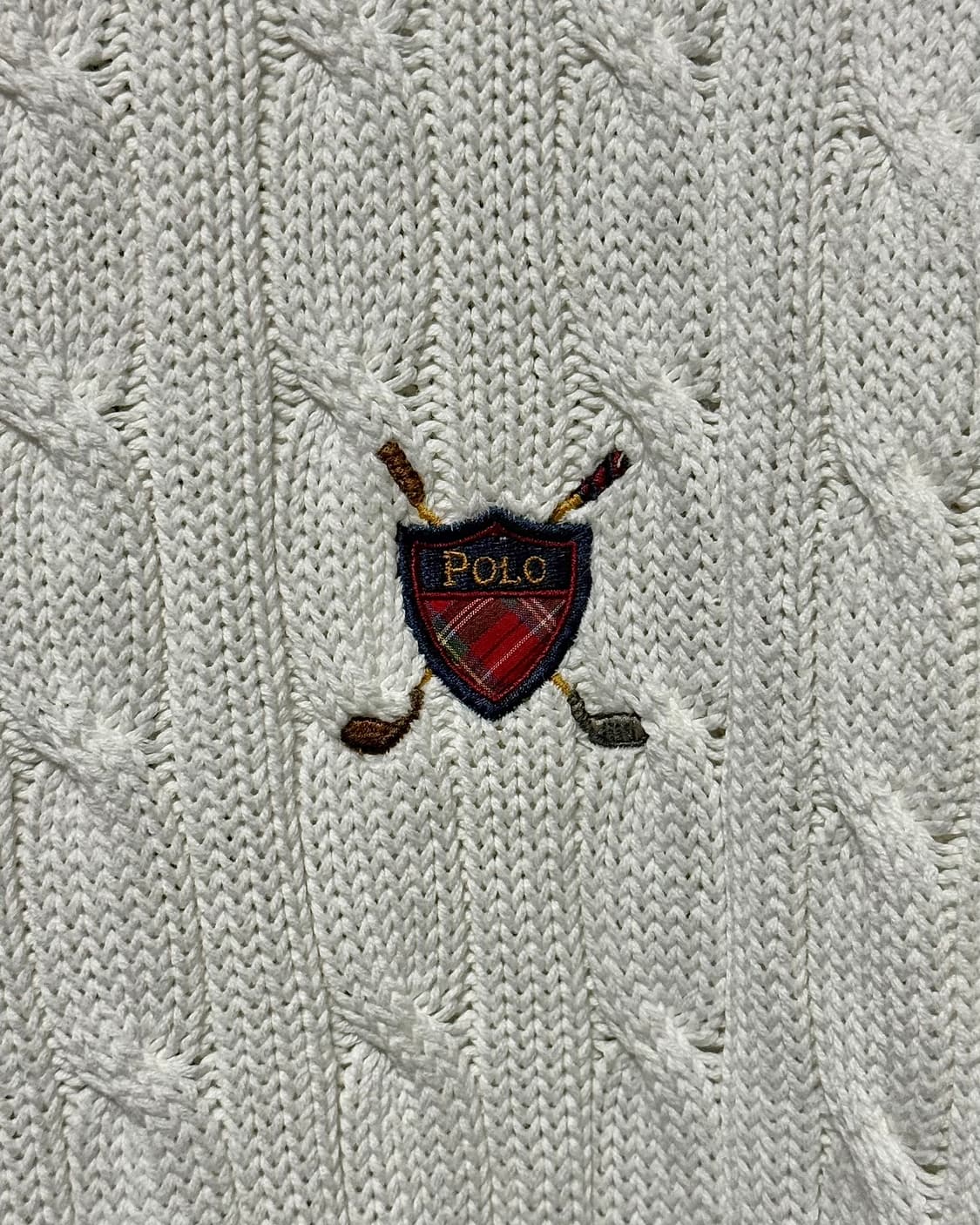 폴로 랄프로렌 꽈배기 니트 스웨터 L 100 화이트 프레피 클래식 오버핏 상품이미지4