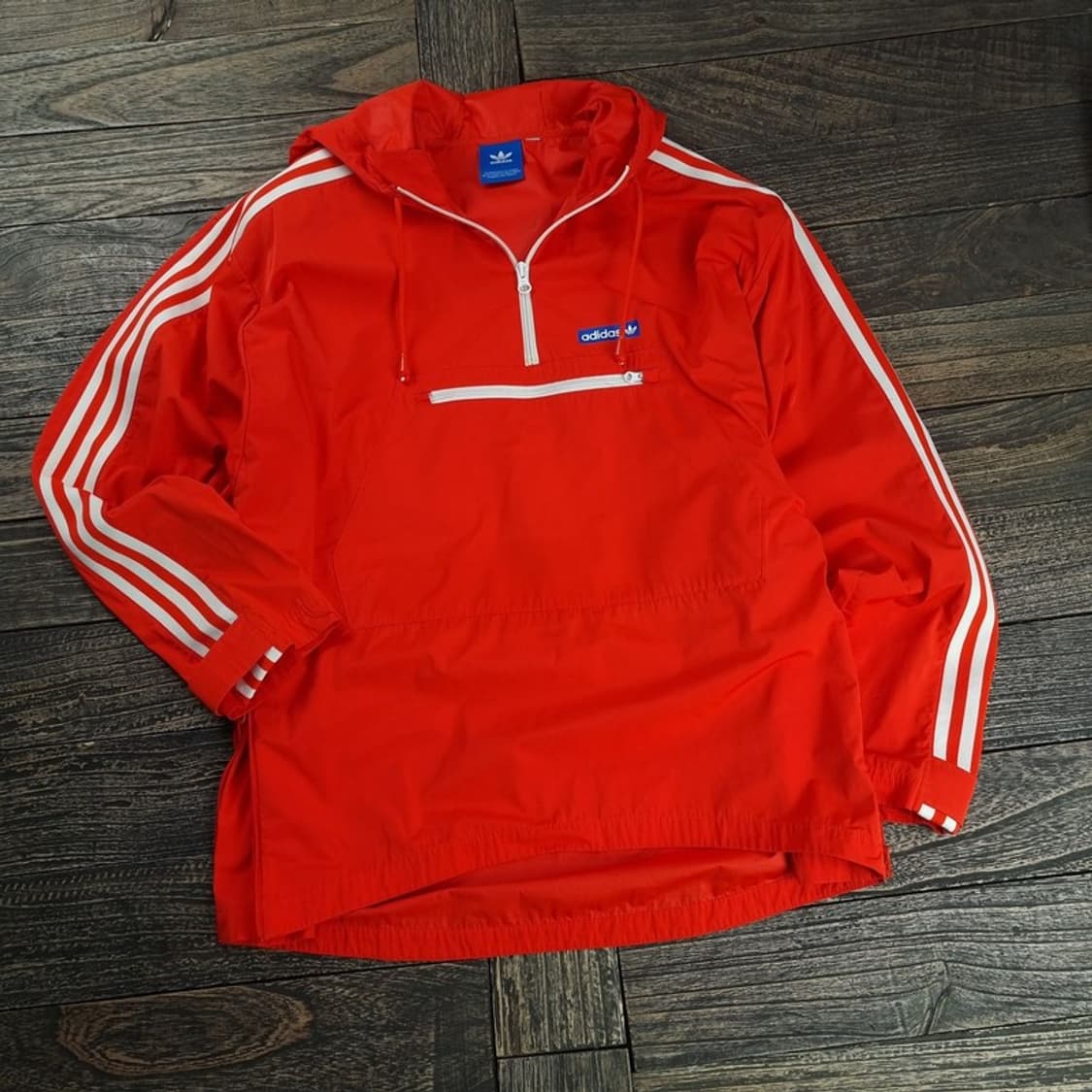 [아디다스] 불꽃 로고 삼선 후드 아노락 바람막이 자켓 레드 M18752 상품이미지1