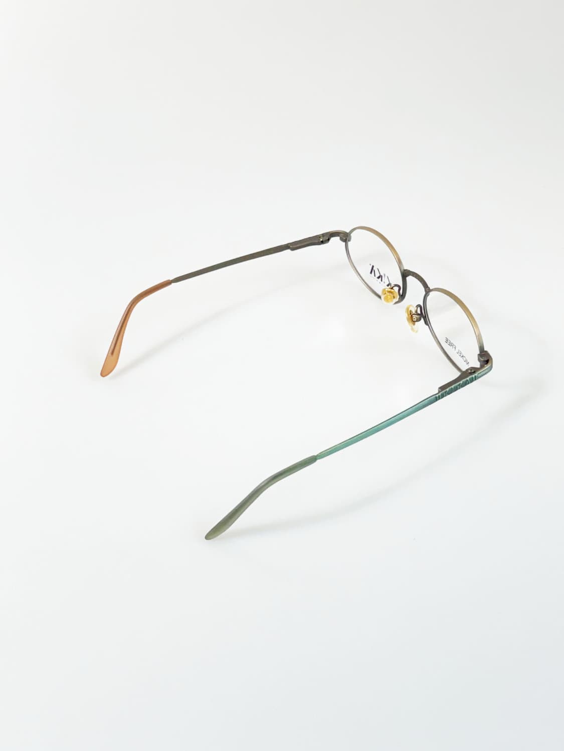 90s KIKA 그린 골드 오벌 프레임 빈티지 안경 상품이미지4