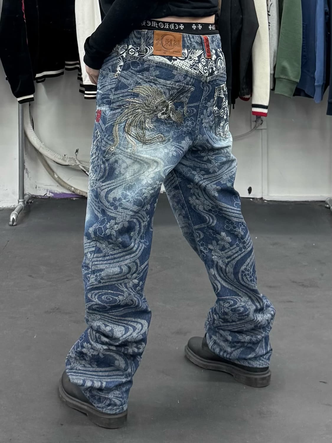 카라쿠리 타마시 오리엔탈 자수 데님팬츠 상품이미지6