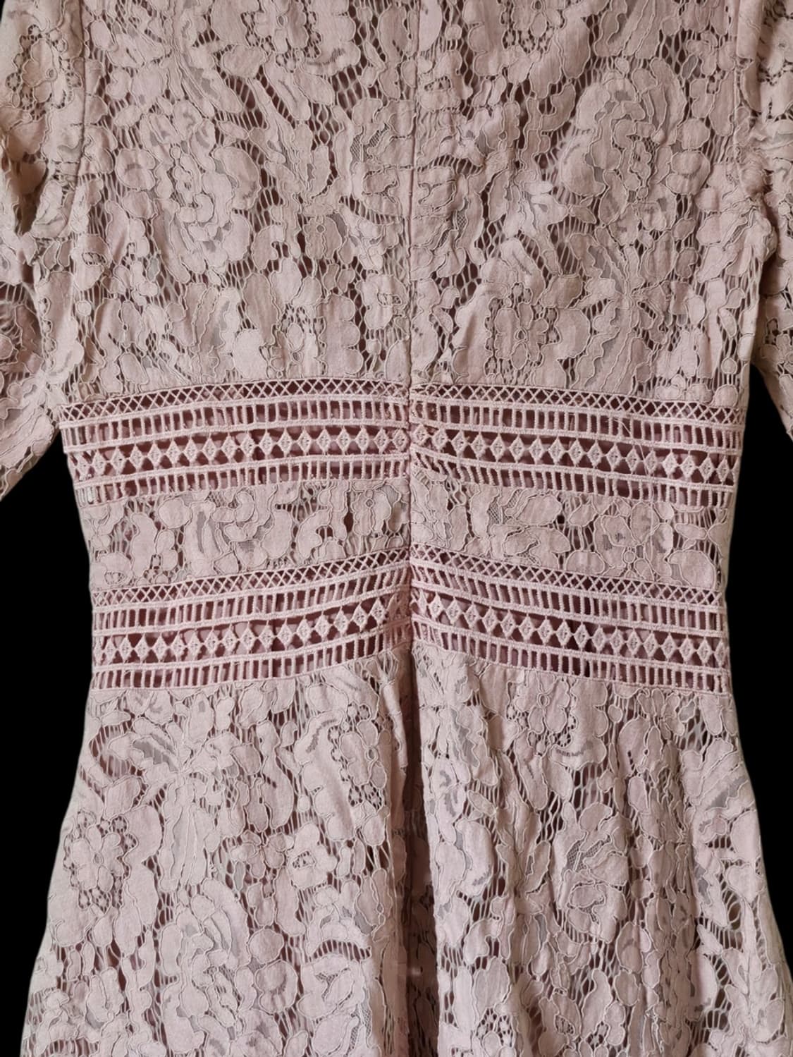 로맨틱 핑크 레이스 자수 브이넥 미디원피스 (반팔) 상품이미지3