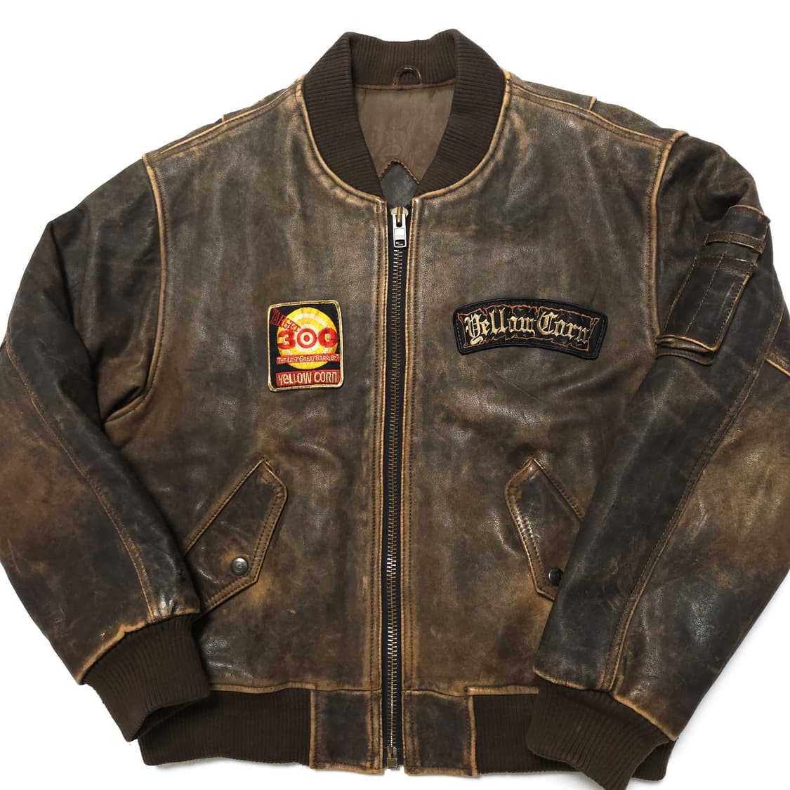 옐로우콘 90s 빈티지 라이딩 카우 레더 가죽 자켓 상품이미지2