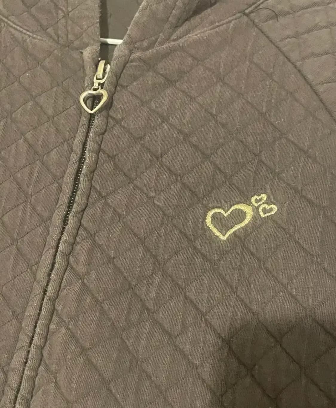 빈티지 브라운 하트자수 후드집업 상품이미지2