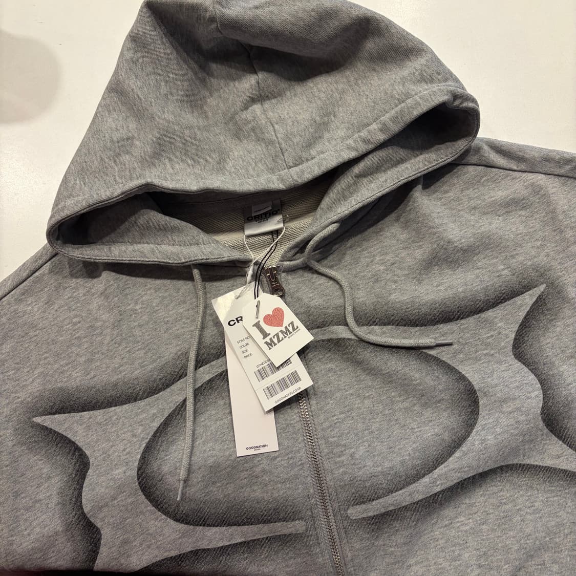 [XL] 크리틱 빅 로고 후드집업 회색 새상품 C874 상품이미지3