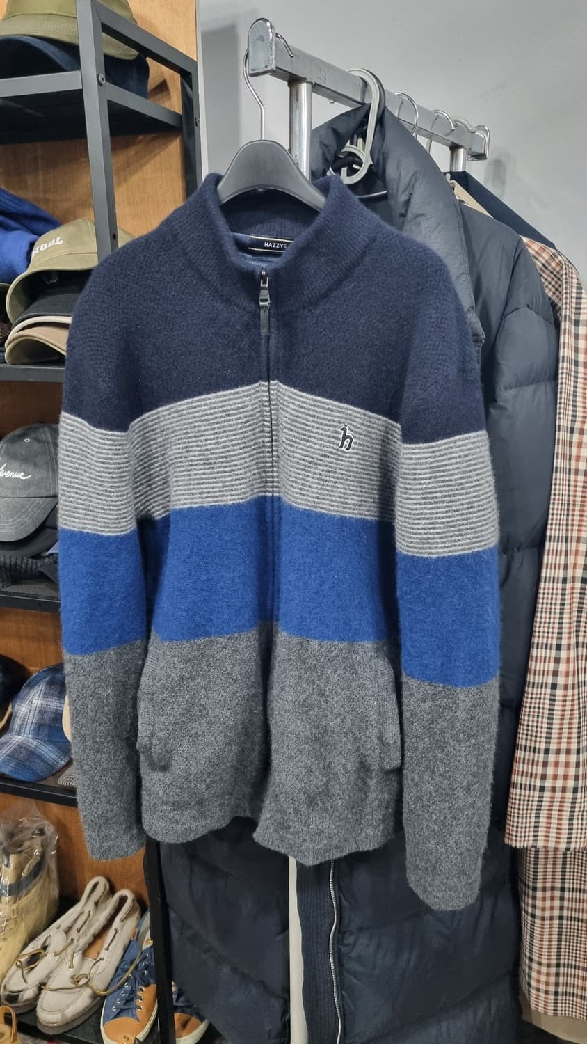 헤지스 모 집업 니트 가디건 100~슬림105  컨디션10/8 상품이미지1