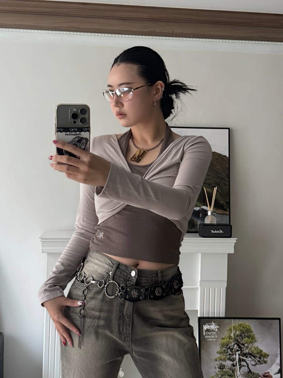 발레코어 홀터 트위스트 티셔츠 상품이미지5