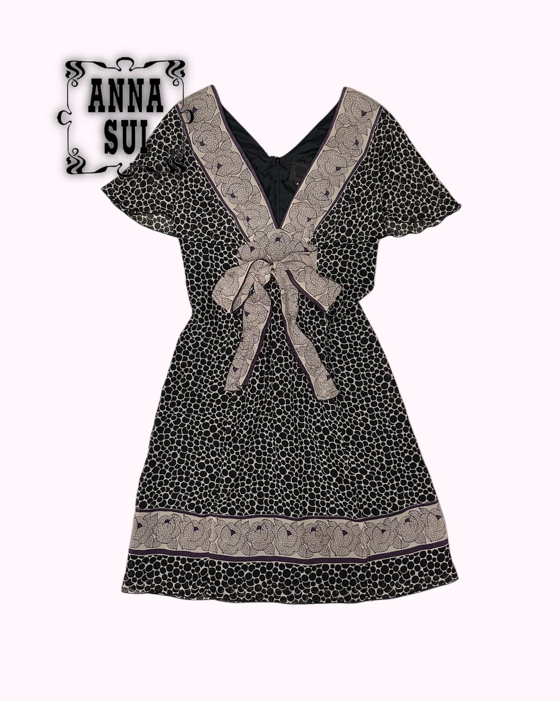 purple pattern ribbon dress 상품이미지1
