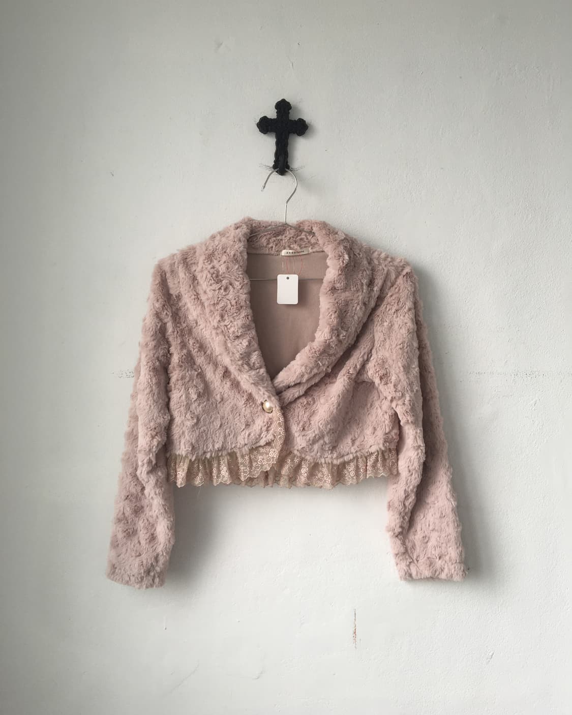 Axes femme lace trimming fake fur jacket 상품이미지2