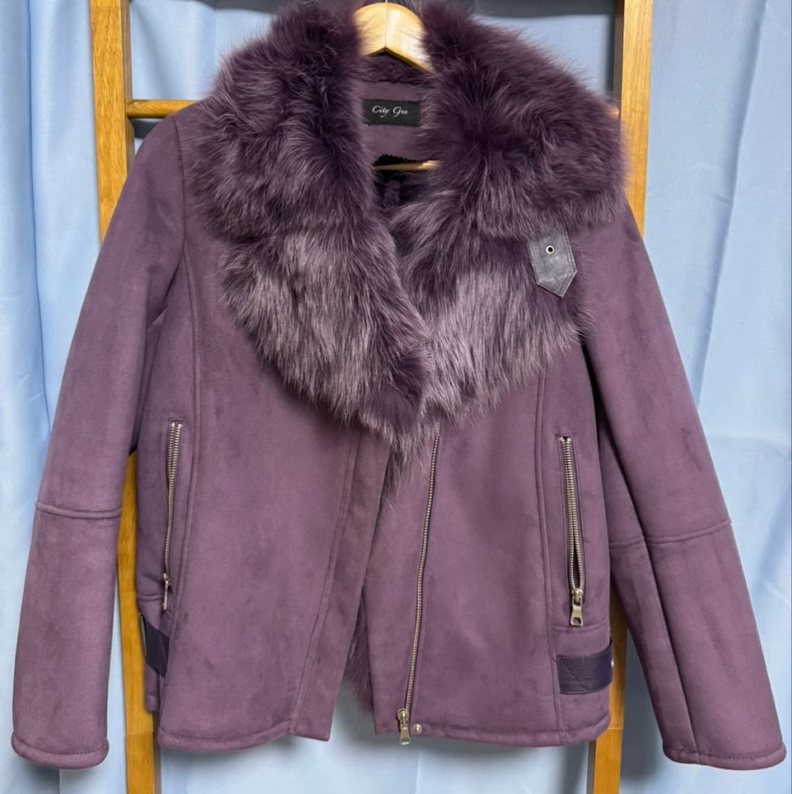 퍼카라 무스탕 바이올렛 퍼플 라이더자켓  55 씨티지 상품이미지1