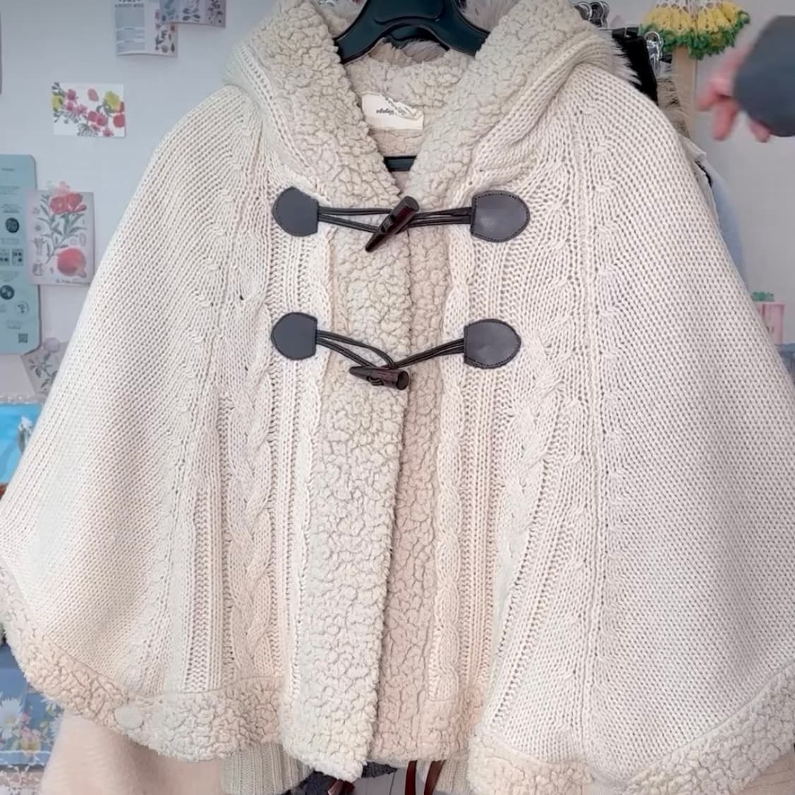 뽀글이 니트 떡볶이 케이프 망토 판초 판쵸 모리걸 히메카지 로걀 빈티지 상품이미지3