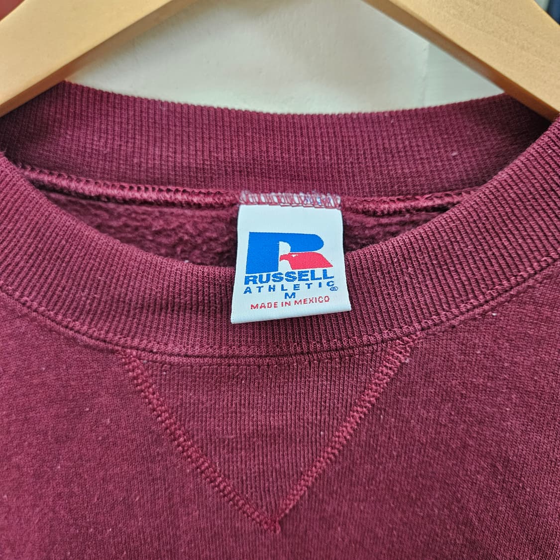 90s 러셀 무지 스웻셔츠 버건디 상품이미지5
