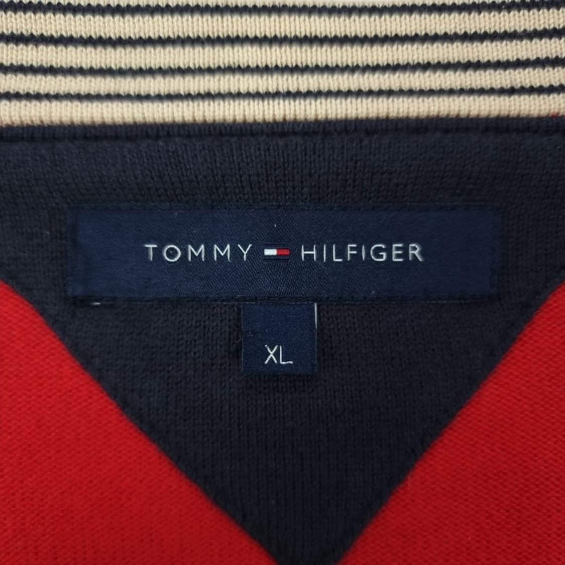 [타미힐피거] 로고 자수 브이넥 니트 가디건 레드 M19943 상품이미지7