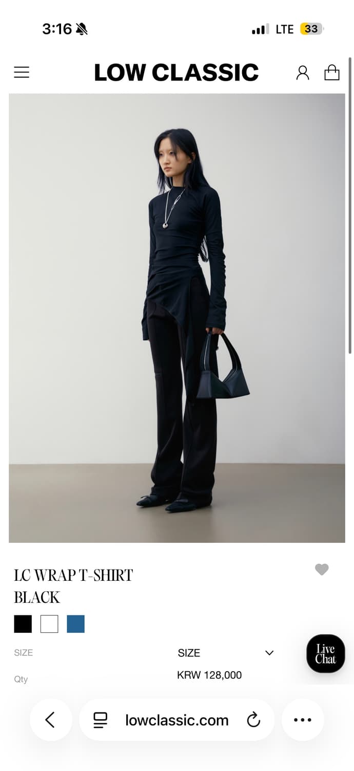 Low Classic 로우클래식 lc wrap t-shirt black 상품이미지2