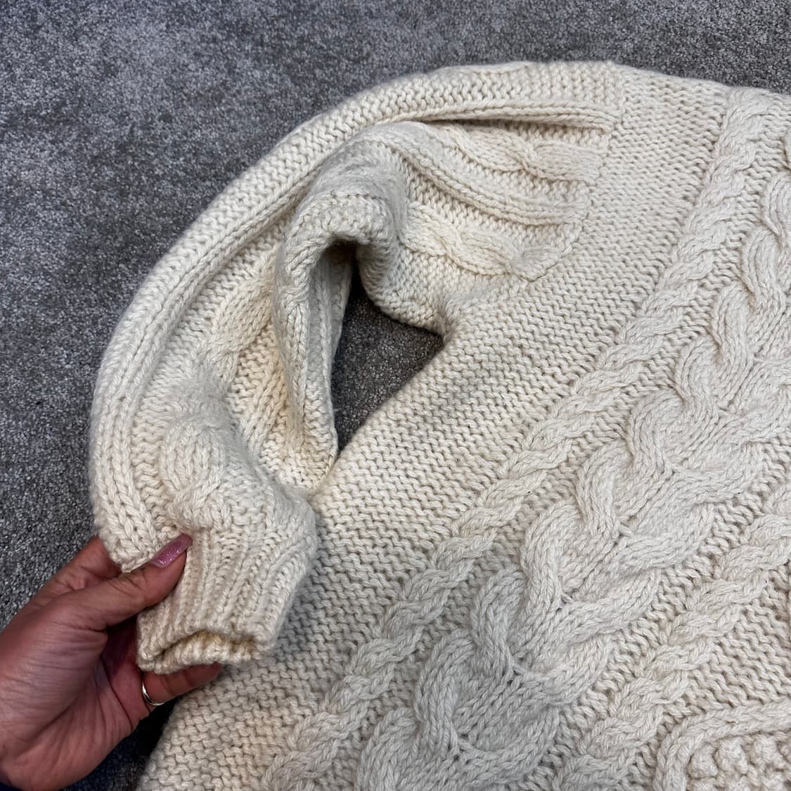 빈티지 아이보리 피셔맨 울 니트M-L 상품이미지4