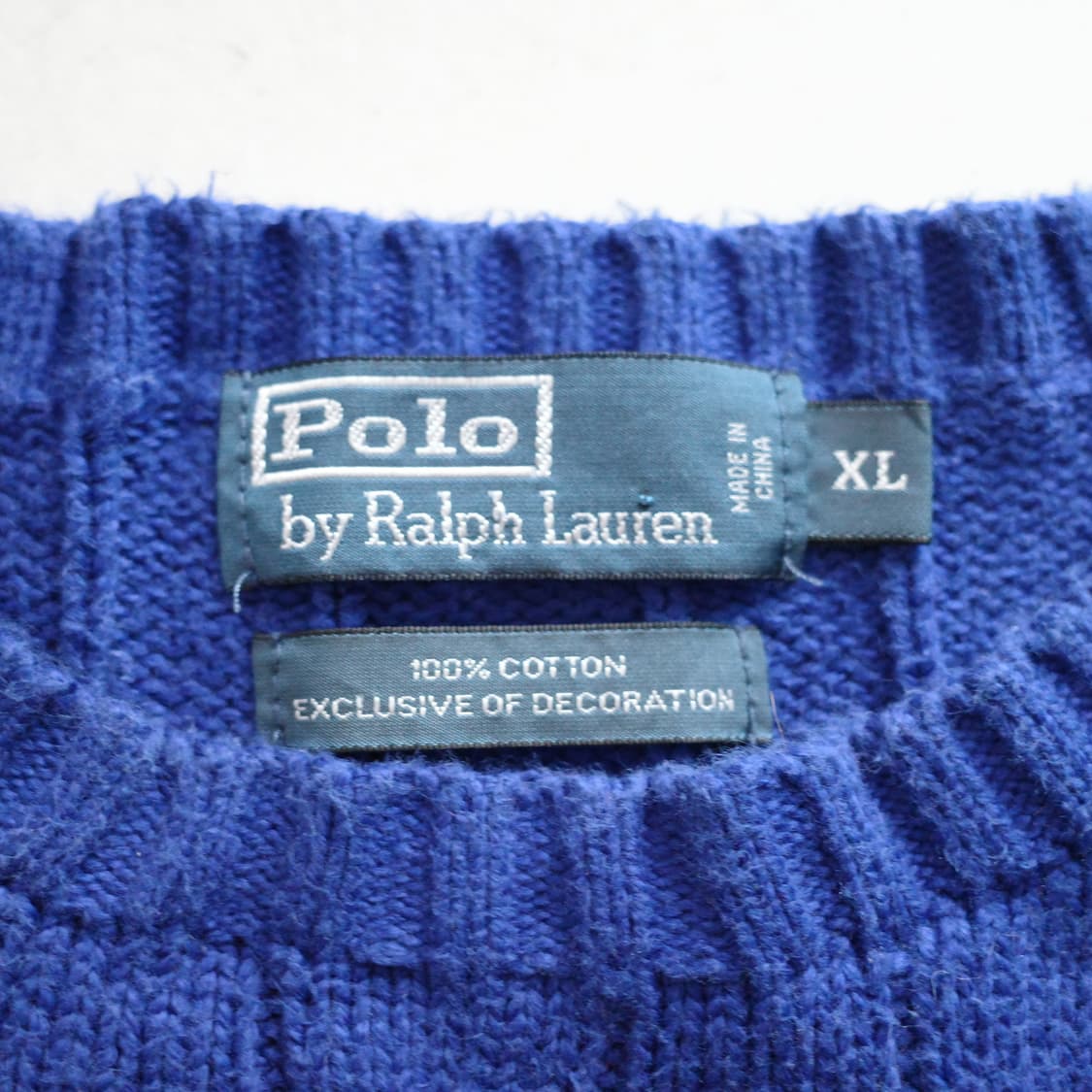 90s 폴로 랄프로렌 케이블 니트 블루 XL 상품이미지5