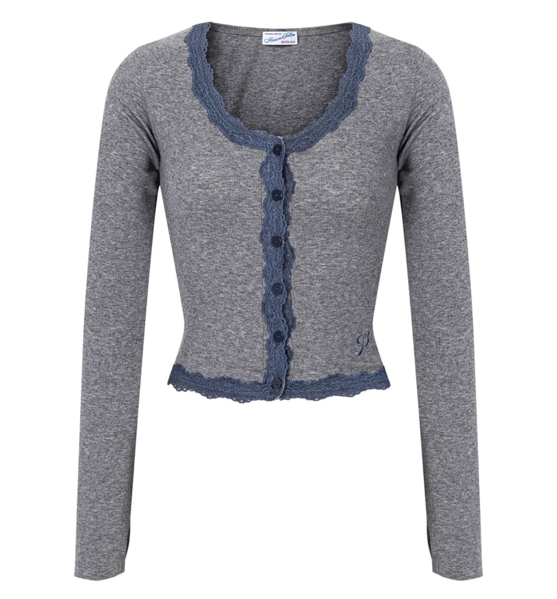 플리즈노팔로우 밀라 레이스탑 멜란지 차콜 상품이미지3