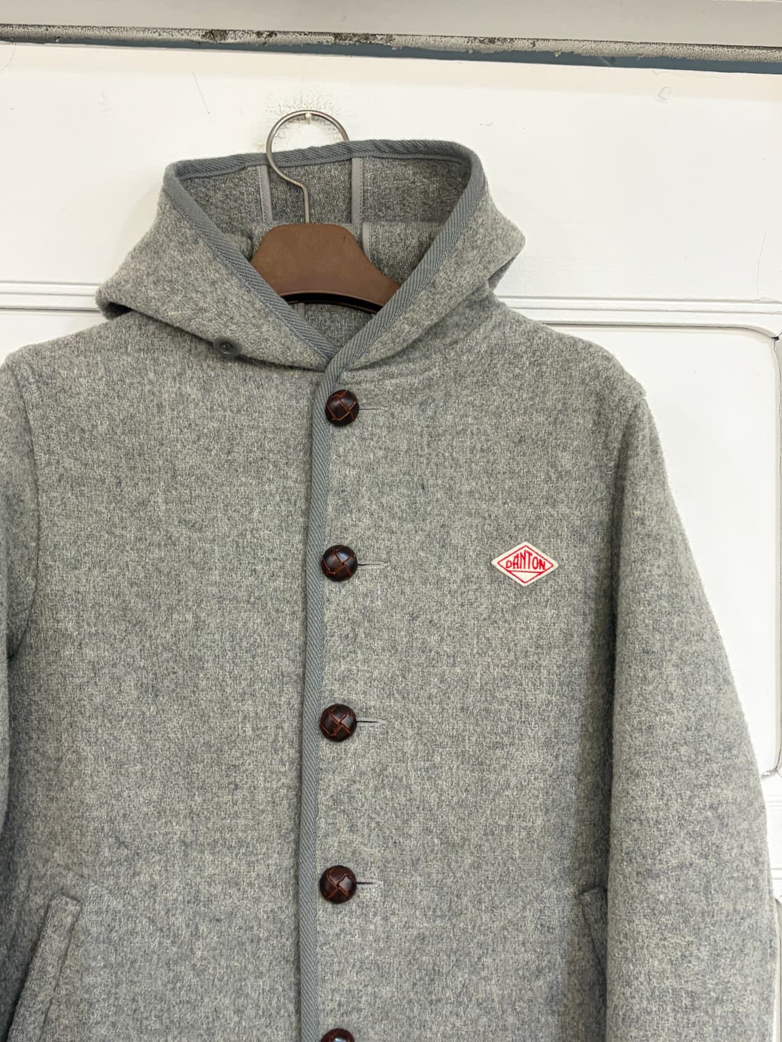 단톤 라이트그레이 싱글 후드 코트 상품이미지2