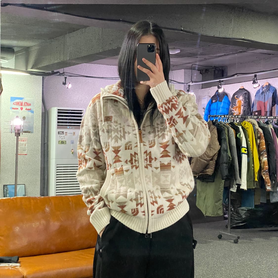 노스페이스 나바호 에어 울 베이지 스웨터 니트 집업 B3976  상품이미지1