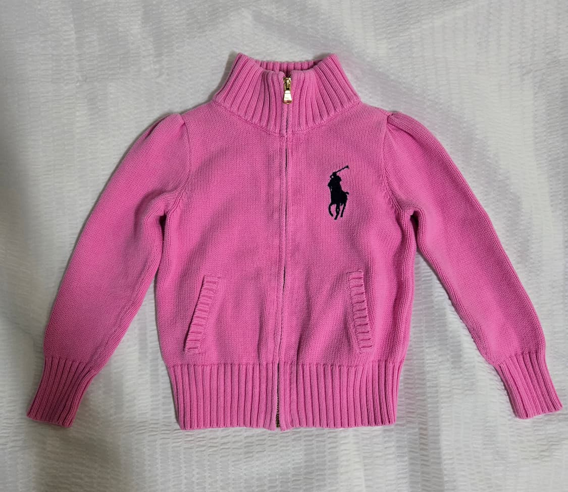 폴로 랄프로렌 빅포니 핑크 꽈베기 니트 집업 가디건 상품이미지1
